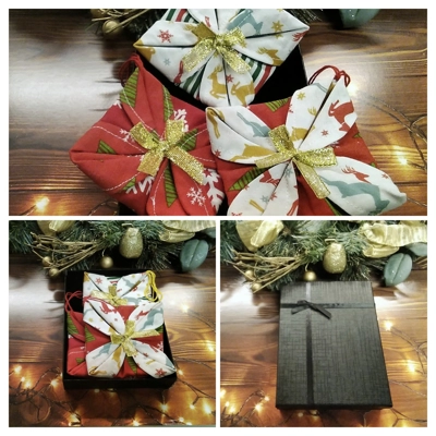 Christmas Folded Fabric Tree Ornament, Handmade Tree Decor..