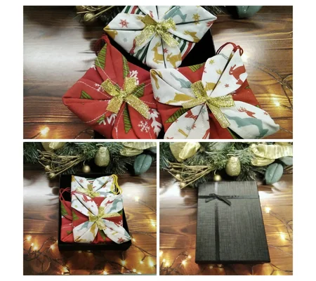 Christmas Folded Fabric Tree Ornament, Handmade Tree Decorations, letter box gift made in Yorkshire