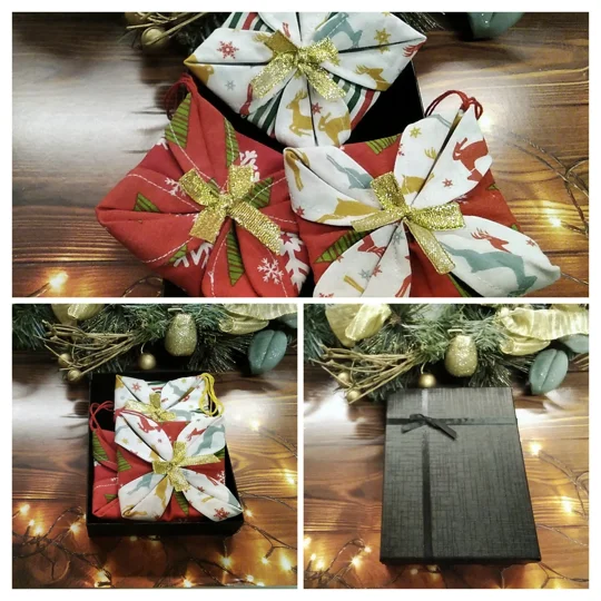 Christmas Tree Decoration, Folded Fabric Tree Ornament, Secret Santa, Stocking Filler, handmade in Y