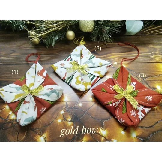 Christmas Tree Decoration, Folded Fabric Tree Ornament, Secret Santa, Stocking Filler, handmade in Y