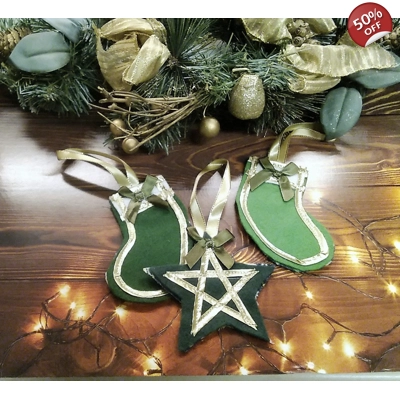 Christmas Tree Decoration Handmade Green Felt Stocking Reu..