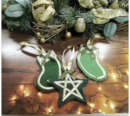 Christmas Tree Decoration Handmade Green Felt Stocking Reusable Fabric Star Tree Ornament, letter bo