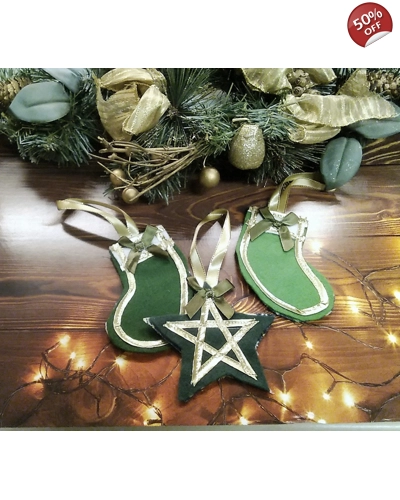 Christmas Tree Decoration Handmade Green Felt Stocking Reusable Fabric Star Tree Ornament, letter bo Christmas Tree Decoration Handmade Green Felt Stocking Reusable Fabric Star Tree Ornament, letter bo