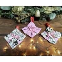 Christmas Tree Cat Folded Fabric Christmas Ornament Handmade Christmas Tree Decorations,  made in Yo