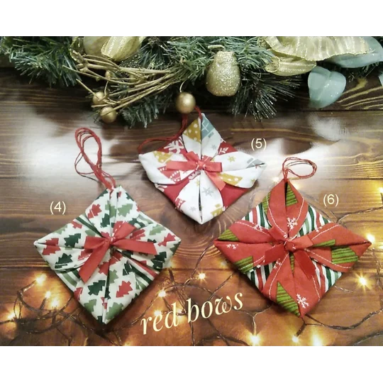 Christmas Tree Decoration, Folded Fabric Tree Ornament, Secret Santa, Stocking Filler, handmade in Y