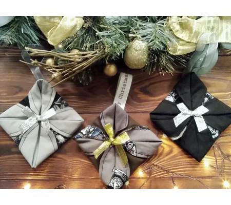Motorcycle Christmas Folded Fabric Ornament Handmade Tree Decorations, made in Yorkshire