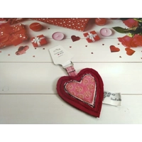 Red rose fabric keyring, cotton anniversary gift, luggage tag, letterbox gift handmade in Yorkshire