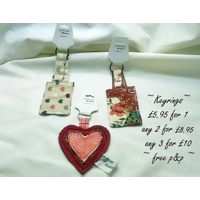 Linen Heart Keyring, handmade linen keyfob, Luggage Tag
