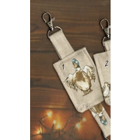 Letter Box Gift Ducks Linen Keyring  Luggage Tag Geese Keyfob,  Eco Friendly Fabric Keychain Made in