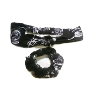 Motorcycle Self Tie Headband, Black Headband, black motorbike scrunchie