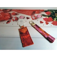 Red Keyring , Fabric Keychain, Cotton Keyfob, Anniversary Gift, Luggage Tag