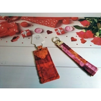 Red Wrist Keyfob Red Cotton Keychain, Cotton Anniversary Gift