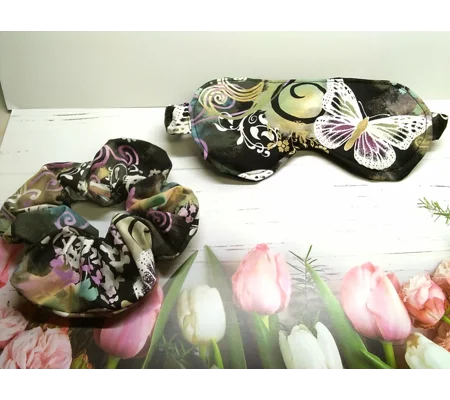 Butterfly sleep mask with butterfly scrunchie, Letterbox Gift Set, made in Yorkshire