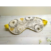 Bee cotton fabric sleep mask, padded beauty mask and bee scrunchie, letterbox gift hand