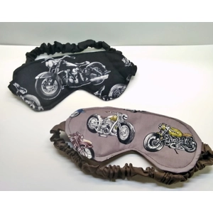 Biker Motorcycle Black Sleep Mask: Brown Cotton Eye Mask Handmade in Yorkshire