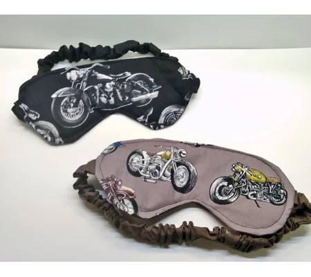 Biker Motorcycle Sleep Mask, Brown Motorbike cotton sleep mask with covered elastic, gift for biker