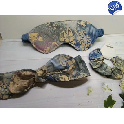Batik self tie headband, blue batik scrunchie, batik sleep mask