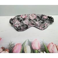 Grey and Pink Roses Tie Headband and Scrunchie, floral hairband, cotton reusable