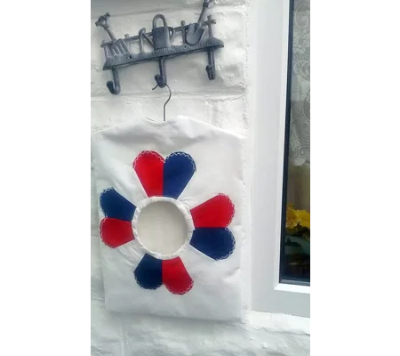 Dresden Peg Bag Handmade Lined Cotton Peg Bag includes wood Hanger, Eco Friendly Laundry Bag,Housewa