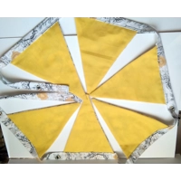 Bee fabric cotton bunting, 6 flags 1.6 metres, Full size Double Sided Yello