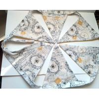 Bee fabric cotton bunting, 6 flags 1.6 metres, Full size Double Sided Yello