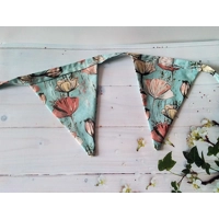 Green Bunting Reusable Full size Flowers Cotton Bunting & Storage Bag, 10 flags double sided