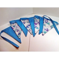 Blue Purple Cotton Bunting, 8 flags 2.2 metres Bunting, handmade in Yorkshire