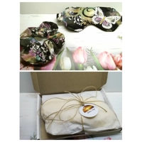 Butterfly sleep mask, padded cotton fabric sleep mask with covered elastic, butterfly scrunchie, let
