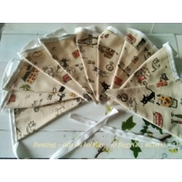 Green Bunting Reusable Full size Flowers Cotton Bunting & Storage Bag, 10 flags double sided