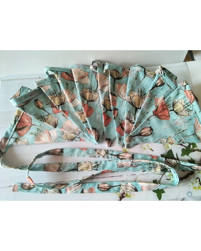 Green Bunting Reusable Full size Flowers Cotton Bunting & Storage Bag, 10 flags double sided Green Bunting Reusable Full size Flowers Cotton Bunting & Storage Bag, 10 flags double sided