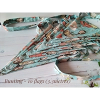 Green Bunting Reusable Full size Flowers Cotton Bunting & Storage Bag, 10 flags double sided