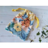 Yellow flowers cotton bunting & bag, 10 flags double sided, 2.6 metres