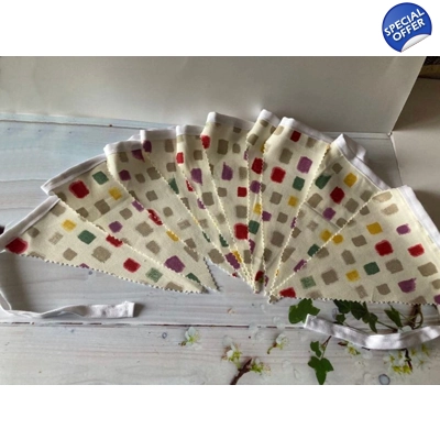 Summer Cotton bunting 10 flags 2 metres long  marmalade fa..