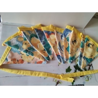 Yellow flowers cotton bunting & bag, 10 flags double sided, 2.6 metres