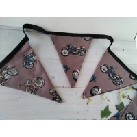 Brown Motorcycle Bunting double sided 10 flags, 2.6 metres, motorbike cotton bunting, Motorcycle Gif