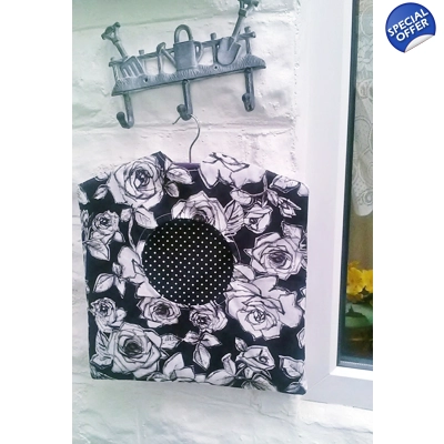 Lined Black Roses Peg Bag, Cotton Laundry Bag includes a W..