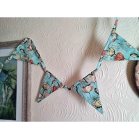 Green Bunting Reusable Full size Flowers Cotton Bunting & Storage Bag, 10 flags double sided