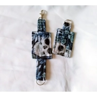 Skulls Keyring  Luggage Tag Red keyfob, Eco Friendly New Home Gift Made in Yorkshire