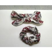 Gothic skulls tie Knot red Headband, Red Skulls Print cotton scrunchie handmade in Yorkshire
