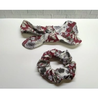 Gothic Skull Headband: Blue Halloween Cotton Hair Tie, Blue Scrunchie