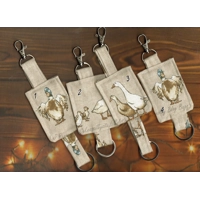 Letter Box Gift Ducks Linen Keyring  Luggage Tag Geese Keyfob,  Eco Friendly Fabric Keychain Made in