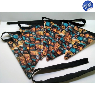 Halloween Bunting , 10 flags 2.5 metres, Double Sided Oran..