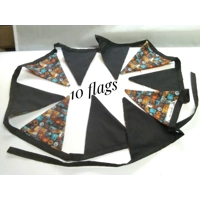 Halloween Bunting , 10 flags 2.5 metres, Double Sided Orange Cotton Bunting, Halloween Wall Decorati