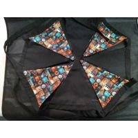 Halloween Bunting , 10 flags 2.5 metres, Double Sided Orange Cotton Bunting, Halloween Wall Decorati