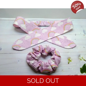 Rainbow headband and scrunchie cotton fabric, letter box g..