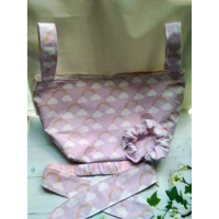 Rainbow headband and scrunchie cotton fabric, letter box gift handmade in Yorkshire