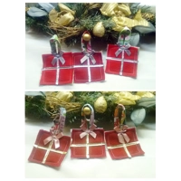 Red Felt Christmas Tree Decorations, Fabric Present Tree Ornament, handmade in Yorkshire Christmas l