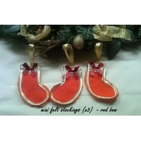 Set of 3 Red Felt Mini Stocking Christmas Tree Decoration with silver trim handmade in Yorkshire