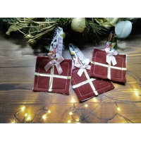 Set of 3 Red Felt Mini Stocking Christmas Tree Decoration with silver trim handmade in Yorkshire