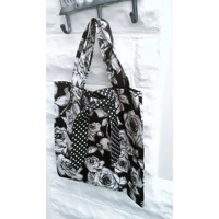 Black roses shoulder bag, eco friendly reusable cotton bag for life, made in Yorkshire